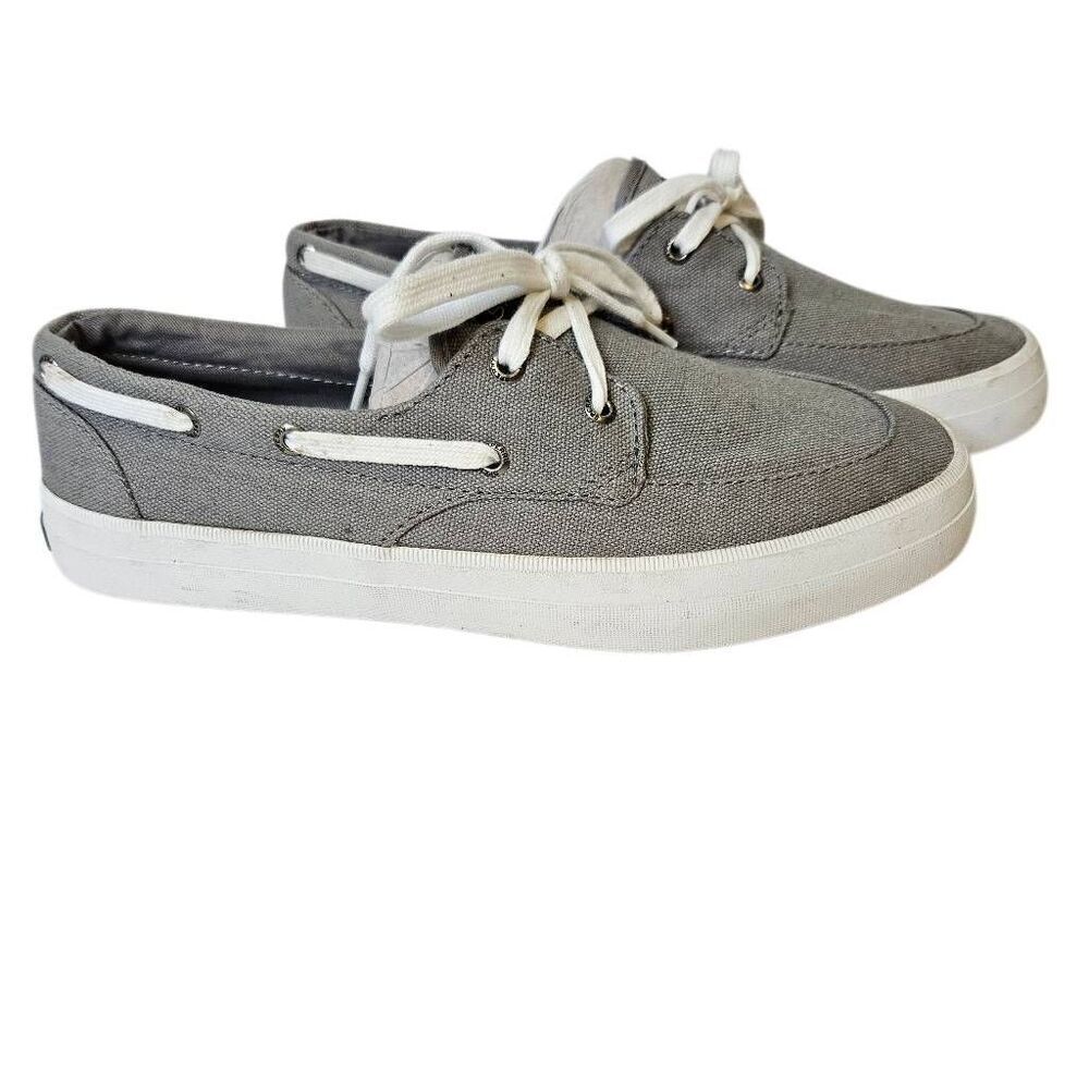 Sperry womens gray canvas top- siders. Size 9.